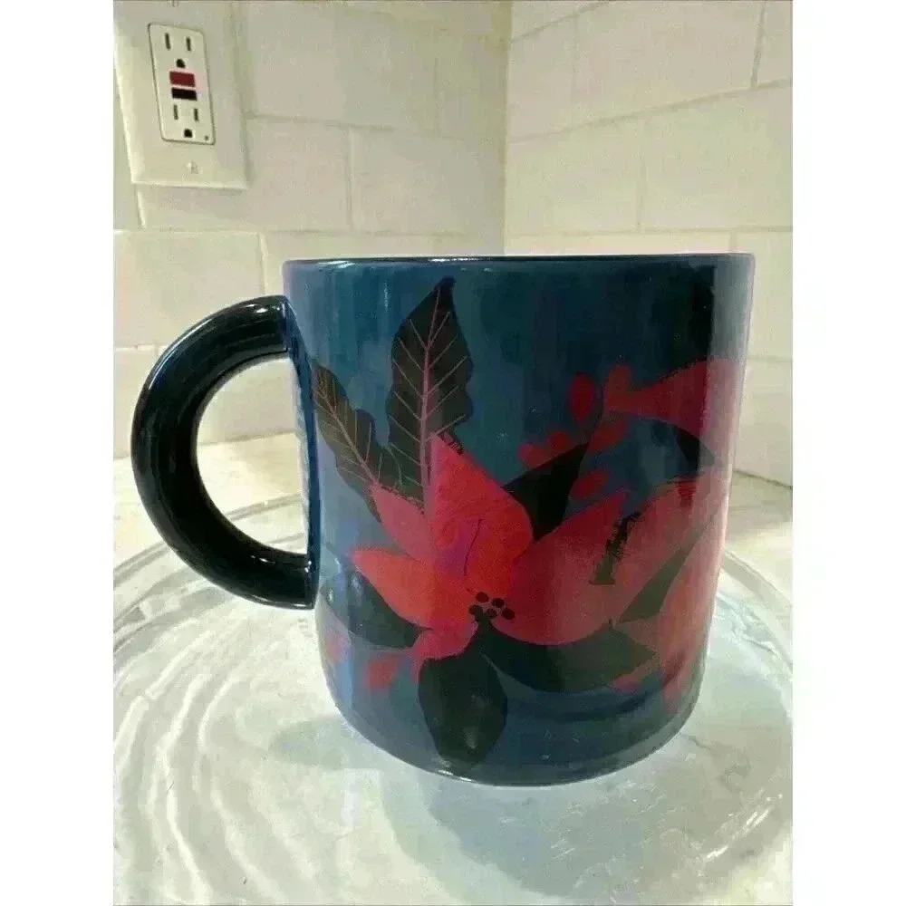 Starbucks Royal Blue Floral 2021 Coffee Mug Cup 12 Oz Ceramic Collectible